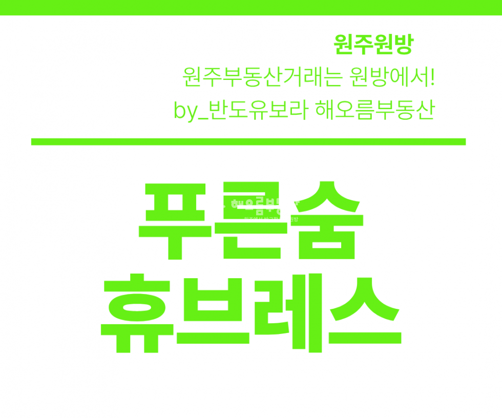 강원 원주시 반곡동 2042-4 413동 반곡동 푸른숨휴브레스! 주인거주 관리세대 · 즉시입주 · 혁신도시 생활권 매매 매물번호 17235 사진 1